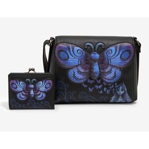 NWT The Corpse Bride Emily Blue Butterfly Crossbody‎ Bag & WALLET Set Whimsigoth